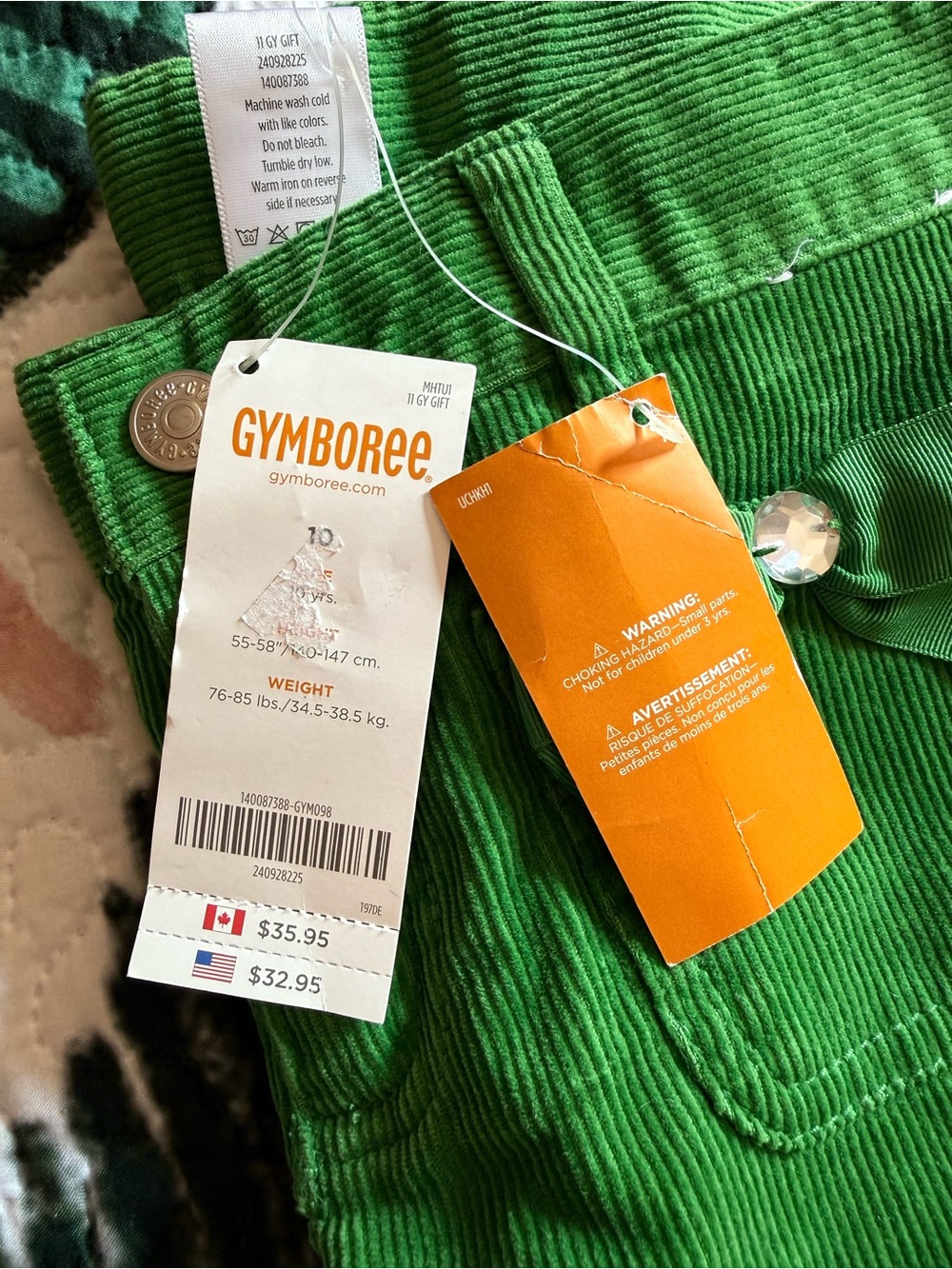 NWT Gymboree Bright Green Corduroy Flare Pants Girls - Picture 7 of 7
